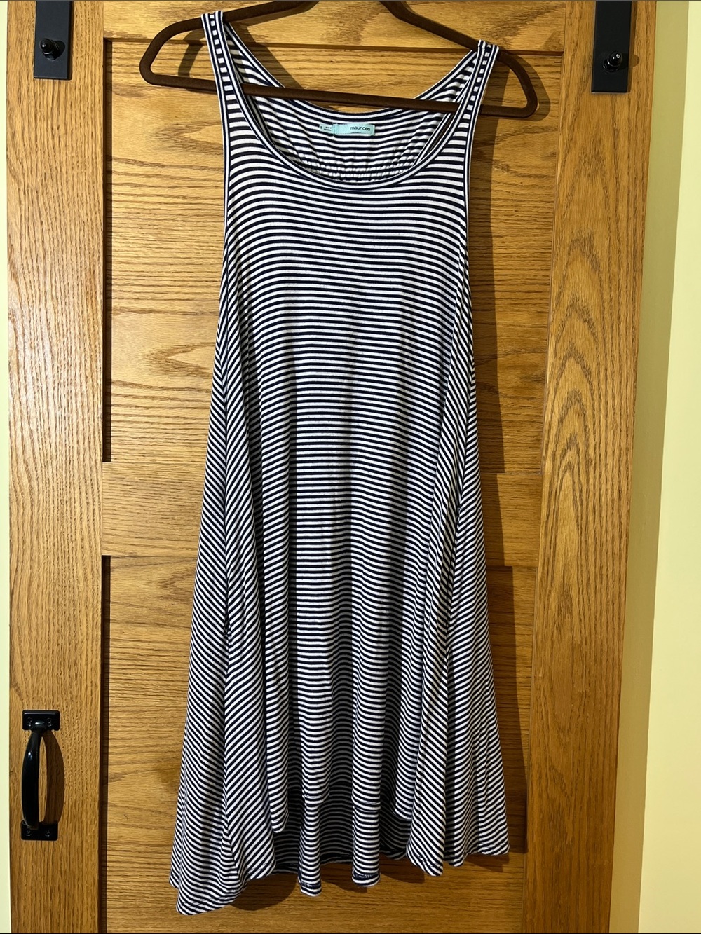 Maurices Black & White Striped Sleeveless Swing Mini Dress